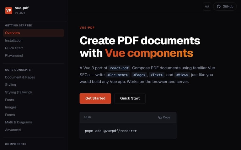 vue-pdf website