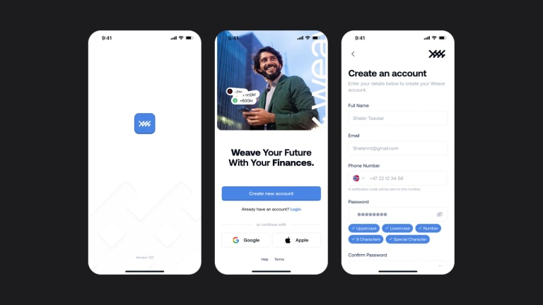 Weave Finance screens